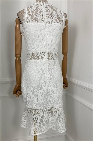 Dantel Tasarım Elbise Beyaz